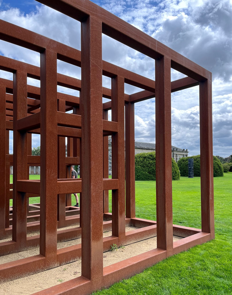 Crate of air by Sean Scully on the lawn in front of Houghton Hall￼. 